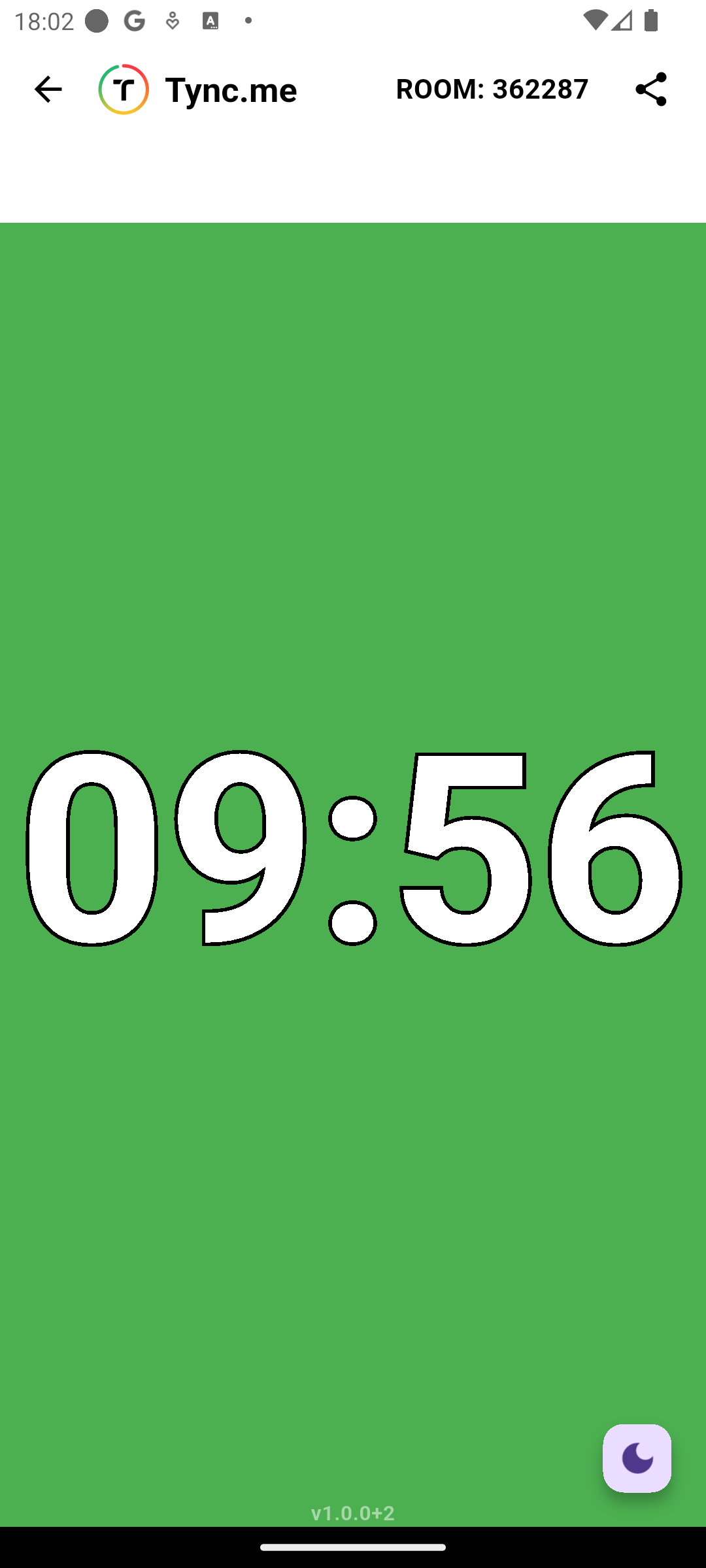 Tync.me Timer View on Mobile - Green Light Phase